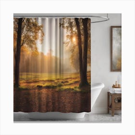 Sunrise In The Forest Shower Curtain Canvas Print