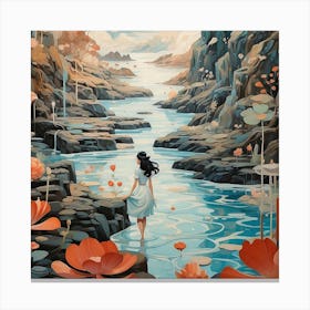 Girl In The Water Canvas Print