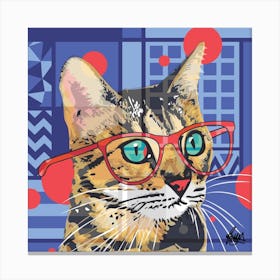 Henry Tabby Cat Square Canvas Print