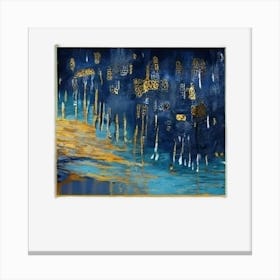 Abstract Blue And Gold Painting Canvas Print