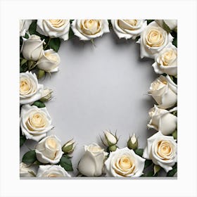 White Roses Wreath 3 Canvas Print