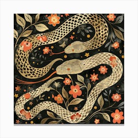 Snakes And Flowers 1 Canvas Print