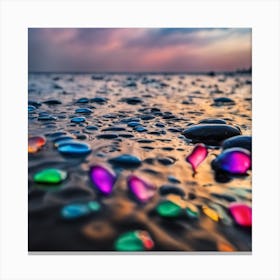 Colorful Pebbles in the Ocean Canvas Print