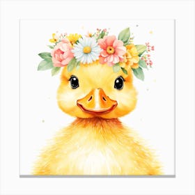 Floral Baby Duck Nursery Illustration (50) Canvas Print