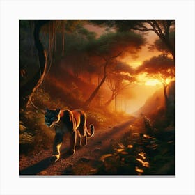Cougar On A Jungle Trail Canvas Print