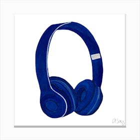 Blue Headphones Canvas Print
