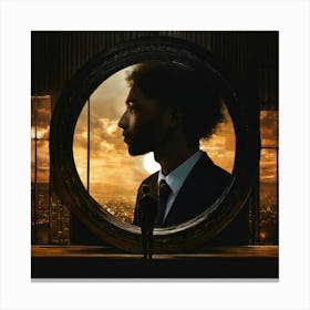 A Person Looks At Other People From The Outside An (1) Canvas Print