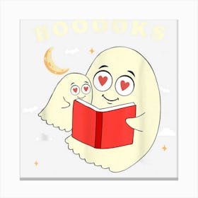 Funny Halloween Booooks Ghost Reading Library Books Teacher Canvas Print