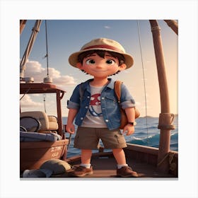 Boy On A Boat Canvas Print