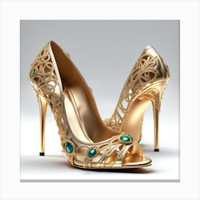 Gold Shoes With Emeralds Canvas Print