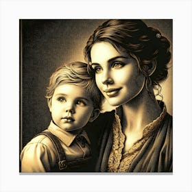 Mother And Child Happy Mother's Day 15 Canvas Print