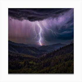 Impressive Lightning Strikes In A Strong Storm 8 Canvas Print