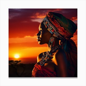 African Woman At Sunset Canvas Print
