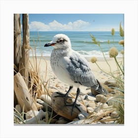 Seagull On The Beach 1 Canvas Print