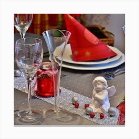 Table Setting For Christmas Canvas Print