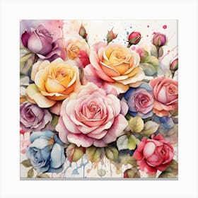 Watercolor Roses 2 Canvas Print