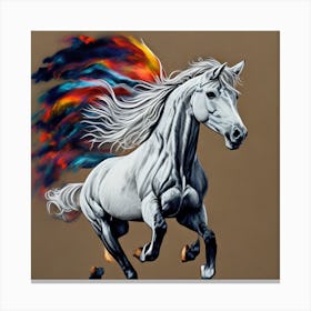 Horse With Rainbow Feathers Canvas Print