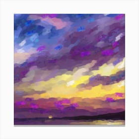 Purple sunset over the ocean Canvas Print