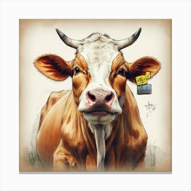 Cow With Ear Tags Canvas Print