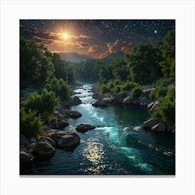 River At Night 2 Canvas Print