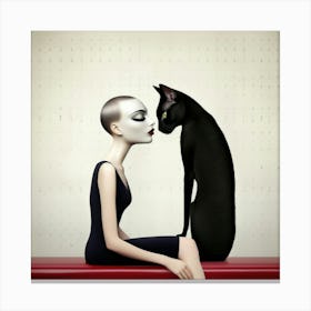 Cat And Woman Canvas Print