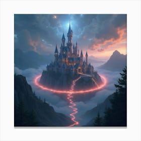 A Grand Castle With A Shimmering, Magical Force Field 1 Canvas Print