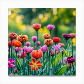 Colorful Tulips In The Garden Canvas Print