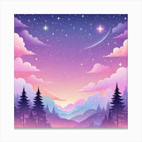 Sky With Twinkling Stars In Pastel Colors Square Composition 295 Canvas Print