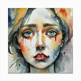 Watercolor Of A Girl 5 Canvas Print