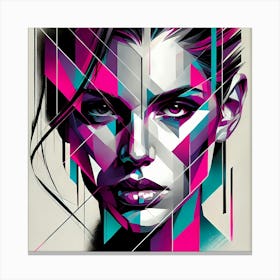 Deconstructed face With Futuristic And Emotional Painting Canvas Print