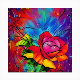 Colorful Rose Painting Canvas Print