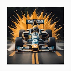 Orange Splash racing car Created by using Imagine AI Art Canvas Print