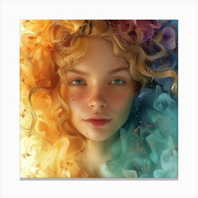 Girl with curly hair Canvas Print