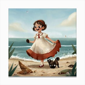 Little Girl On The Beach Canvas Print
