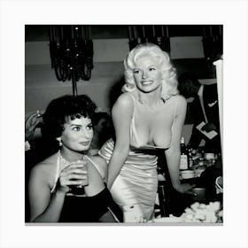 Sophia Loren And Jayne Mansfield Canvas Print