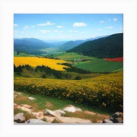 Yellow Flowers In The Mountains Canvas Print