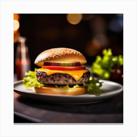 Hamburger On A Plate 11 Canvas Print