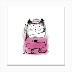 Cat In A Backpack Canvas Print