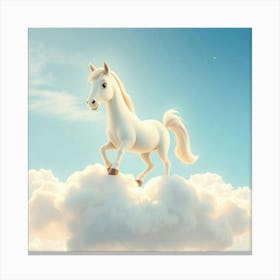 White Horse On Clouds 3 Canvas Print