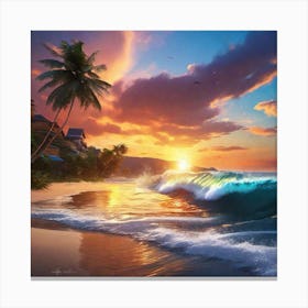 Sunset At The Beach 30 Canvas Print