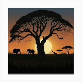 African Sunset 1 Canvas Print