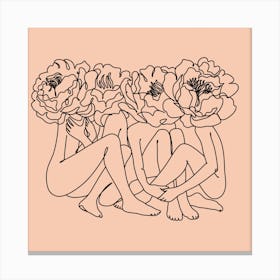 Flower Woman Line Art Canvas Print
