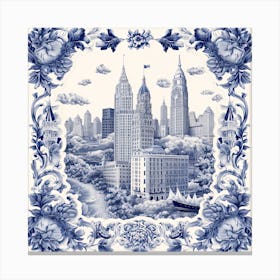 New York Usa Delft Tile Illustration 1 Canvas Print