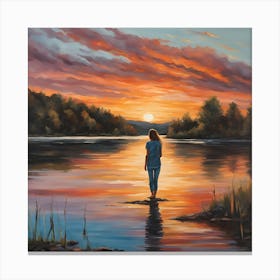 Sunset By The Lake Canvas Print