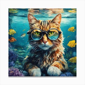 Cat With Glasses Canvas Print