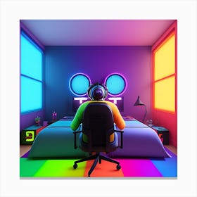 3d Rendering Of A Colorful Bedroom Canvas Print