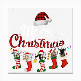 Merry Christmas Goat Shirt Santa Hat Socks Xmas Red Plaid 1 Canvas Print