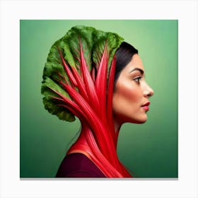 Firefly Surreal Side Profile Of A Rhubarb Woman 40476 (2) Canvas Print