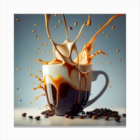 COFFEE TIME - splashes of coffee in a mug photography with milk and coffee as the main subject. Canvas Print