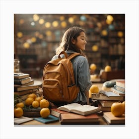 Young Woman Studying In The Library Canvas Print